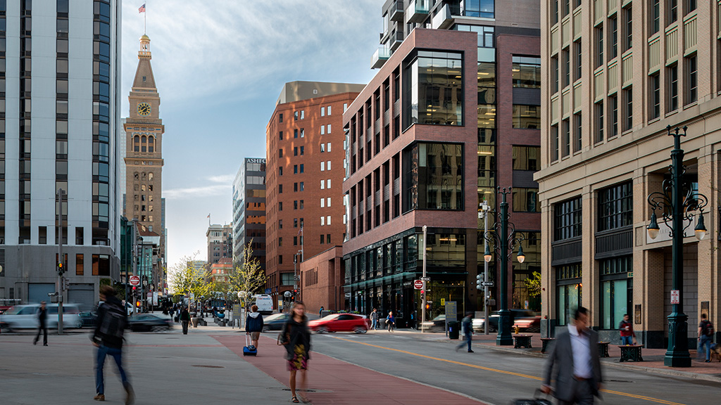 People walking on a street.